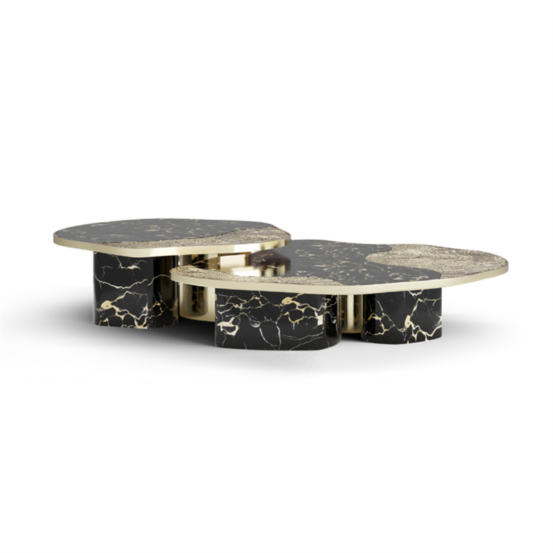 Ophelia Portoro Marble And Gold Center Table Big