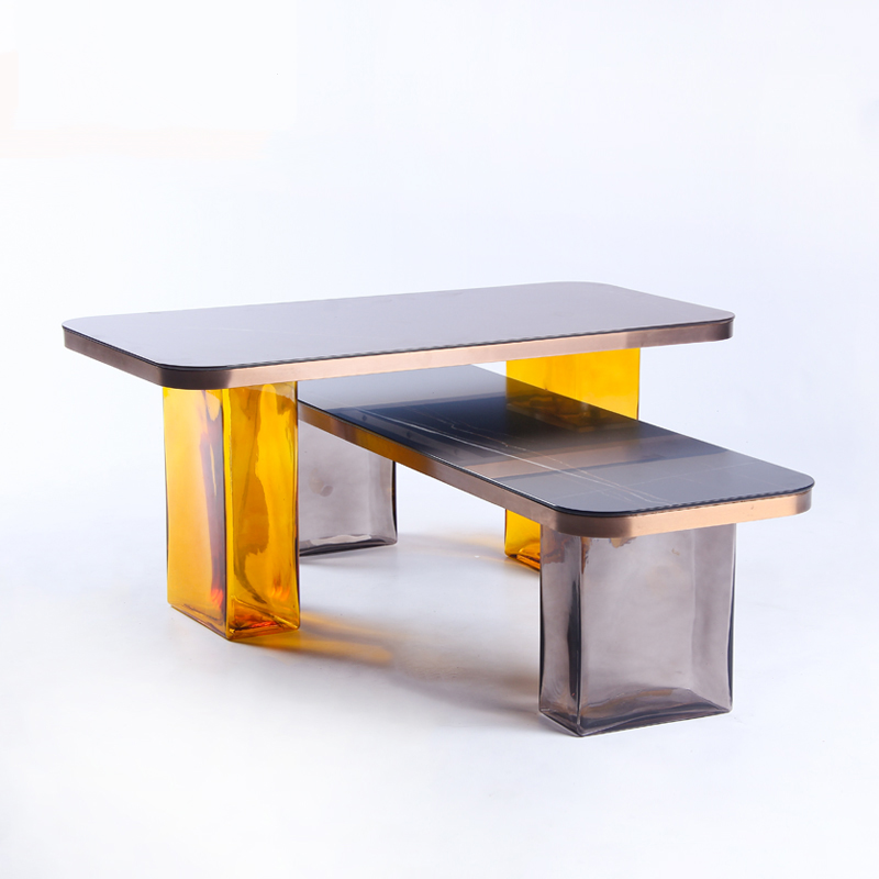 Elegant Small Table with Glass Legs